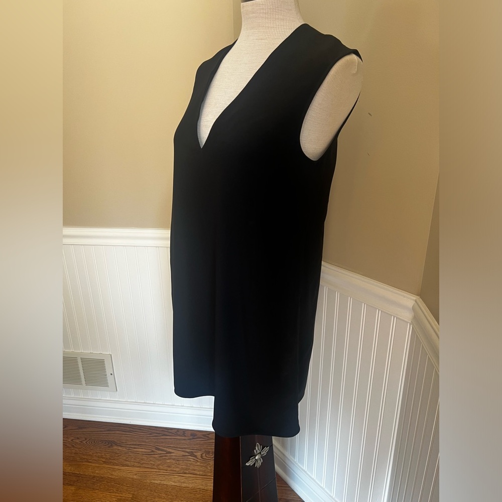 HELMUT LANG black deep v-neck mini dress with pockets size small - Picture 2 of 10